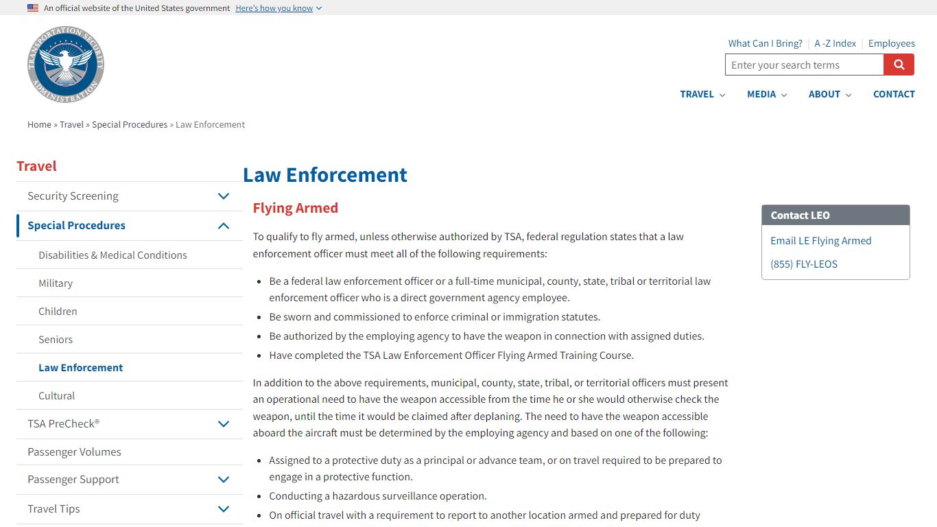 Law Enforcement | Transportation Security Administration